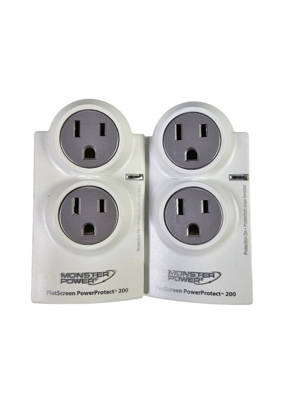 Lot of 2 Monster Power 200 Surge Protectors AVF200 2-Outlet w/ Coaxial White